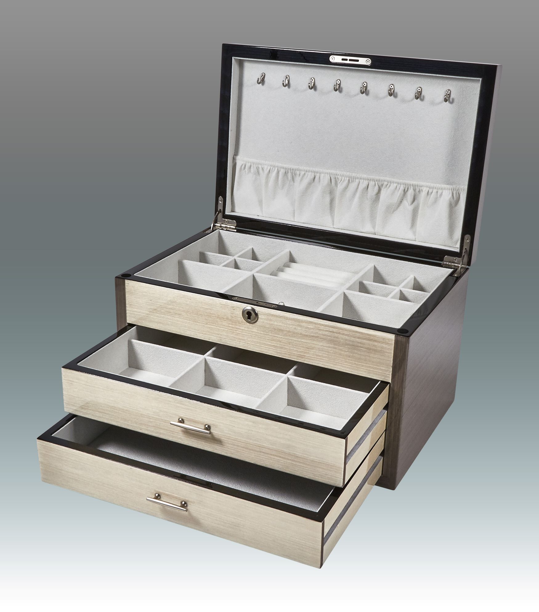 Two-Tone Grey Jewelry Box – 2 Drawer