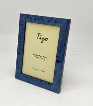 Narrow Burl Pattern Italian Wood Frame, Blue – 4 x 6