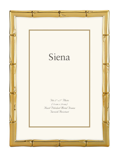 Cast Metal Bamboo Siena Silverplate Frame, Gold – 8 x 10
