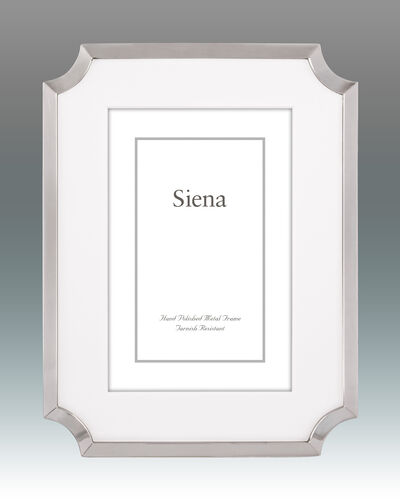 Cast Metal Scalloped Corner Siena Silverplate Frame (Matted) – 4 x 6