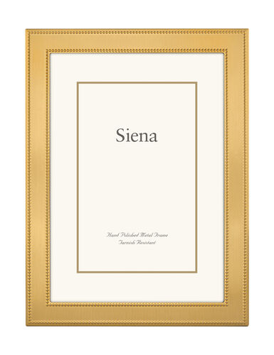 Narrow Dbl Bead Siena Silverplate Frame, Gold – 5 x 7