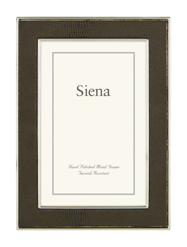 Lizard Pattern Siena Silverplate Frame, Brown with Silver – 5 x 7