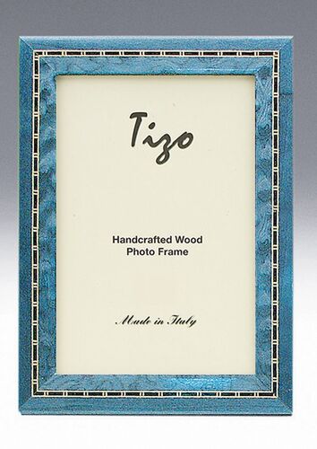 Mid Inlaid Italian Wood Frame, Blue – 4 x 6