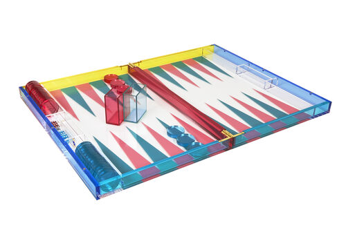 Lucite Multicolor Backgammon Set – Turquoise/Pink – Tizo Designs