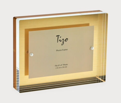 Acrylic Block Photo Frame - Gold, 4x6, Tabletop