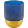 Large Handblown Glass Votive - Blue with Gold
