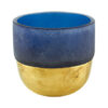 Small Handblown Glass Votive - Blue with Gold