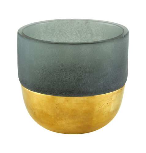 Small Handblown Glass Votive – Gray with Gold