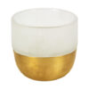 Small Handblown Glass Votive - White with Gold 3" H