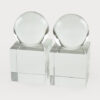 Crystal Sphere Bookend Pair