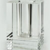 Crystal Square Vase w Cuts, Small - 6" H