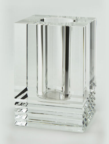 Small 6″ H – Crystal Square Vase w Cuts