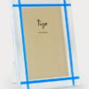 Lucite Frame Gold Metal w/ Blue Inlay Design