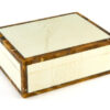 White Bone Resin w Faux Horn Border Box Lg 11x8x3