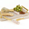 3-pc Cheese Set Gold Finish White