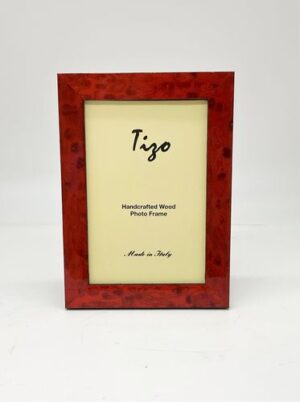 Narrow Burl Pattern Italian Wood Frame, Red – 4 x 6
