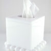 Lucite Tissue Box w/Lid White Bubble Design