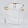 Clear Ice Bucket with Gold Handles w/ Lid 6 x 6 x 6