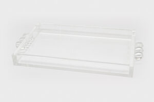 12″x8″ – Acrylic Tray with Bubble Handles Clear