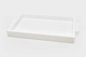 Acrylic Tray with Bubble Handles White 12″x8″