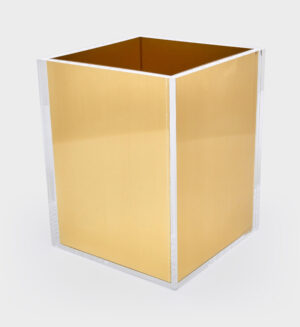 8″x8″x10″ – Acrylic Waste Basket w/Gold Insert