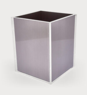 8″x8″x10″ – Acrylic Waste Basket w/Silver Insert