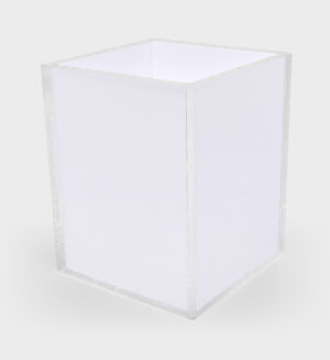 8″x8″x10″ – Acrylic Waste Basket w/White Insert