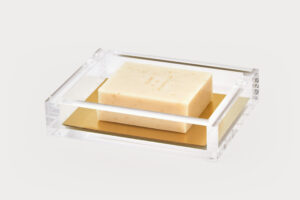 5″x4″x1″ – Acrylic Soap Dish w/Gold Insert