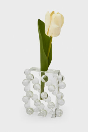 5.5″ Tall  – Crystal Glass Vase Small “Scattered Balls”