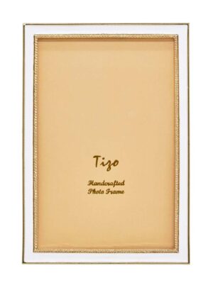 Enameled Gold Frame White