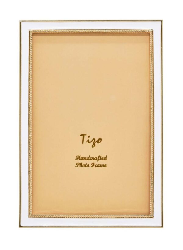 Enameled Gold Frame White
