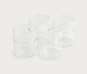 Glass Set/4 Dbl. Old Fashion w/ Clear Band