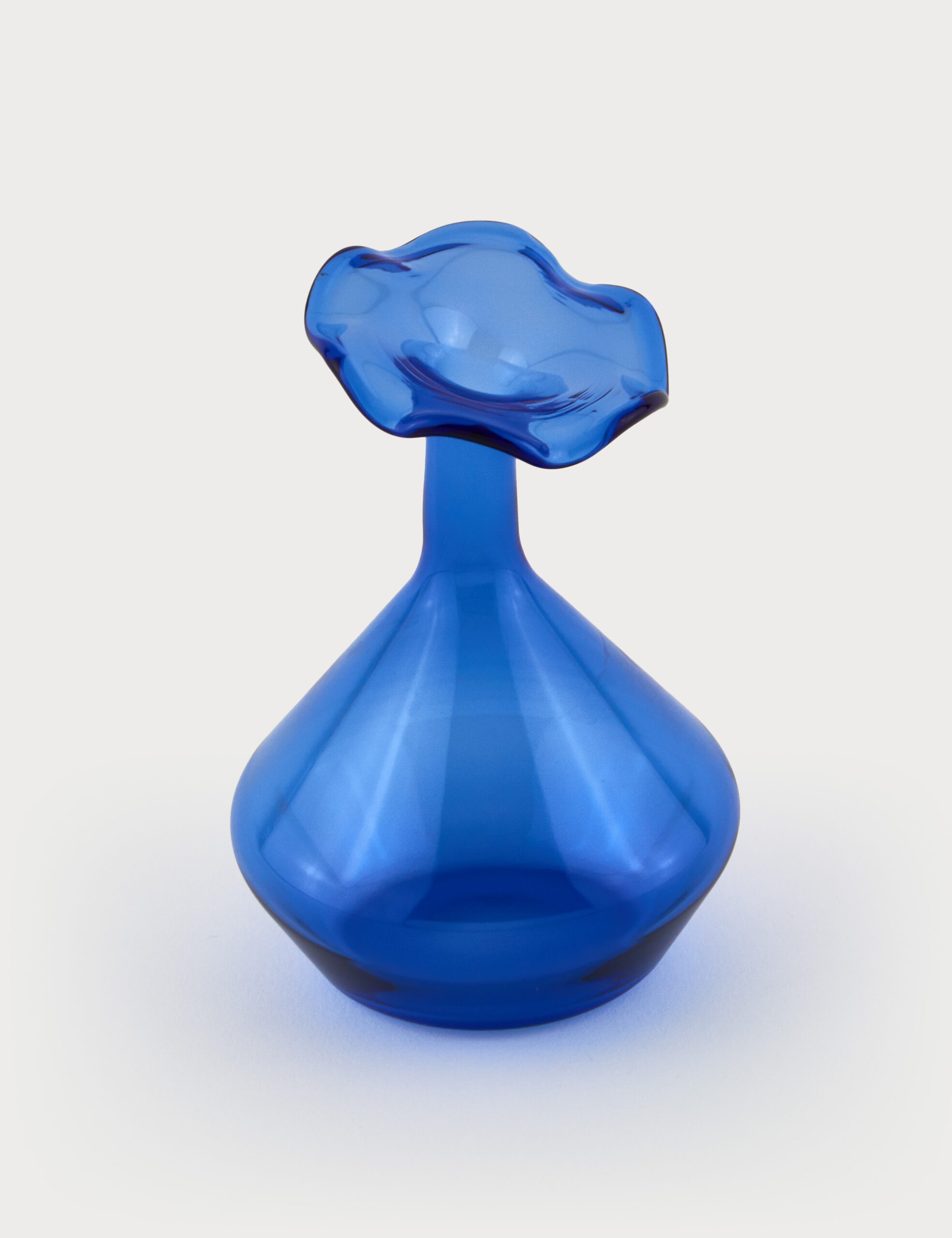 Glass Vase Angeled Neck Blue