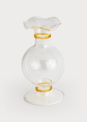 Glass Bubble Vase w/Amber Band