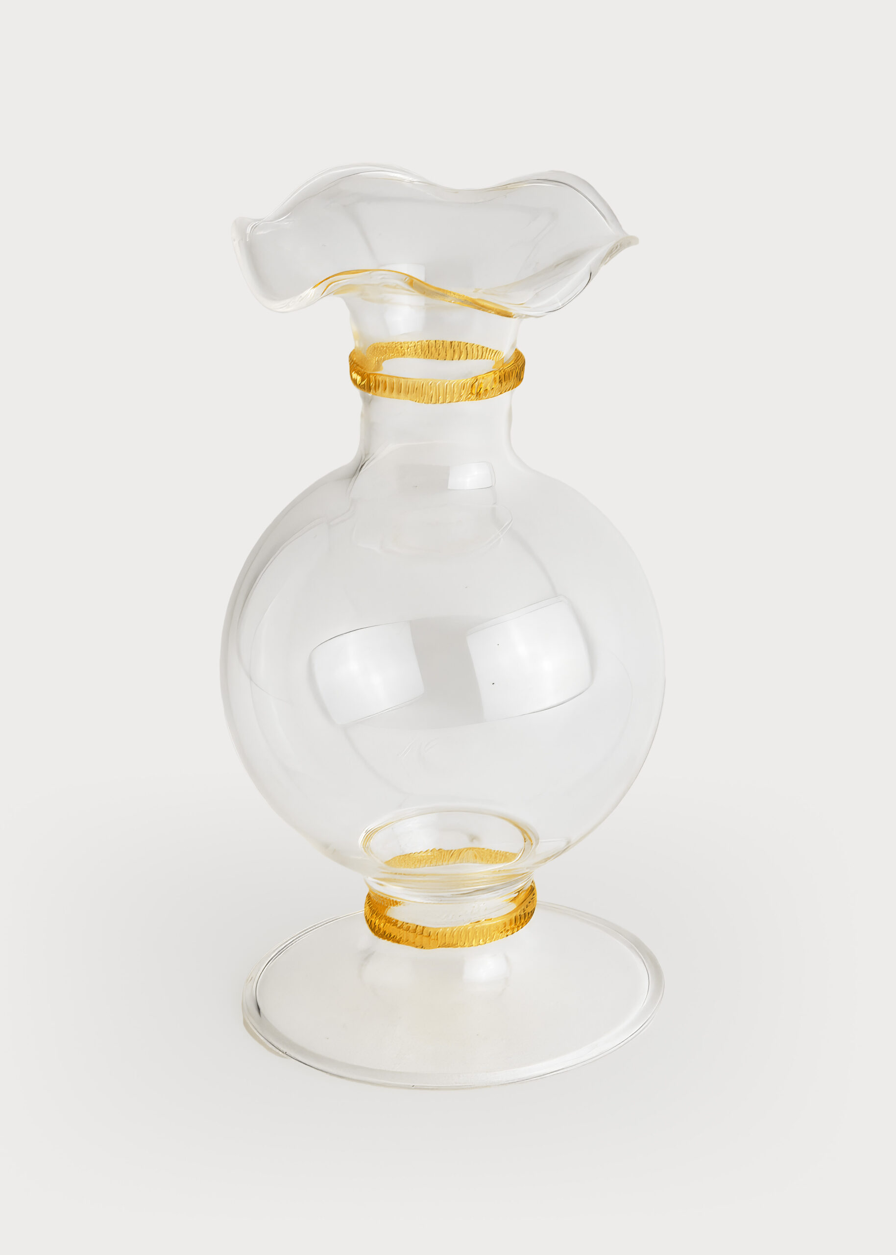 Glass Bubble Vase w/Amber Band
