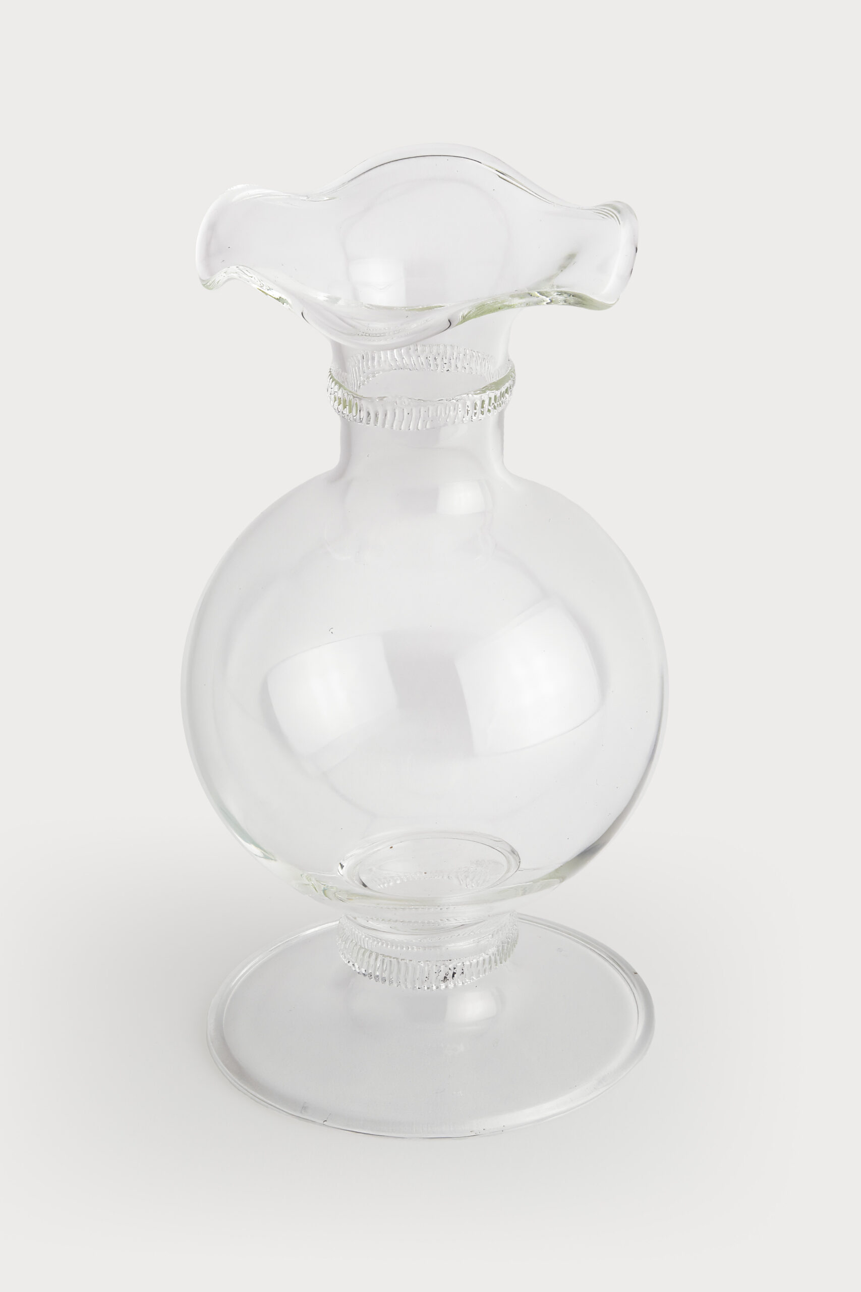 Glass Bubble Vase w/Clear Band