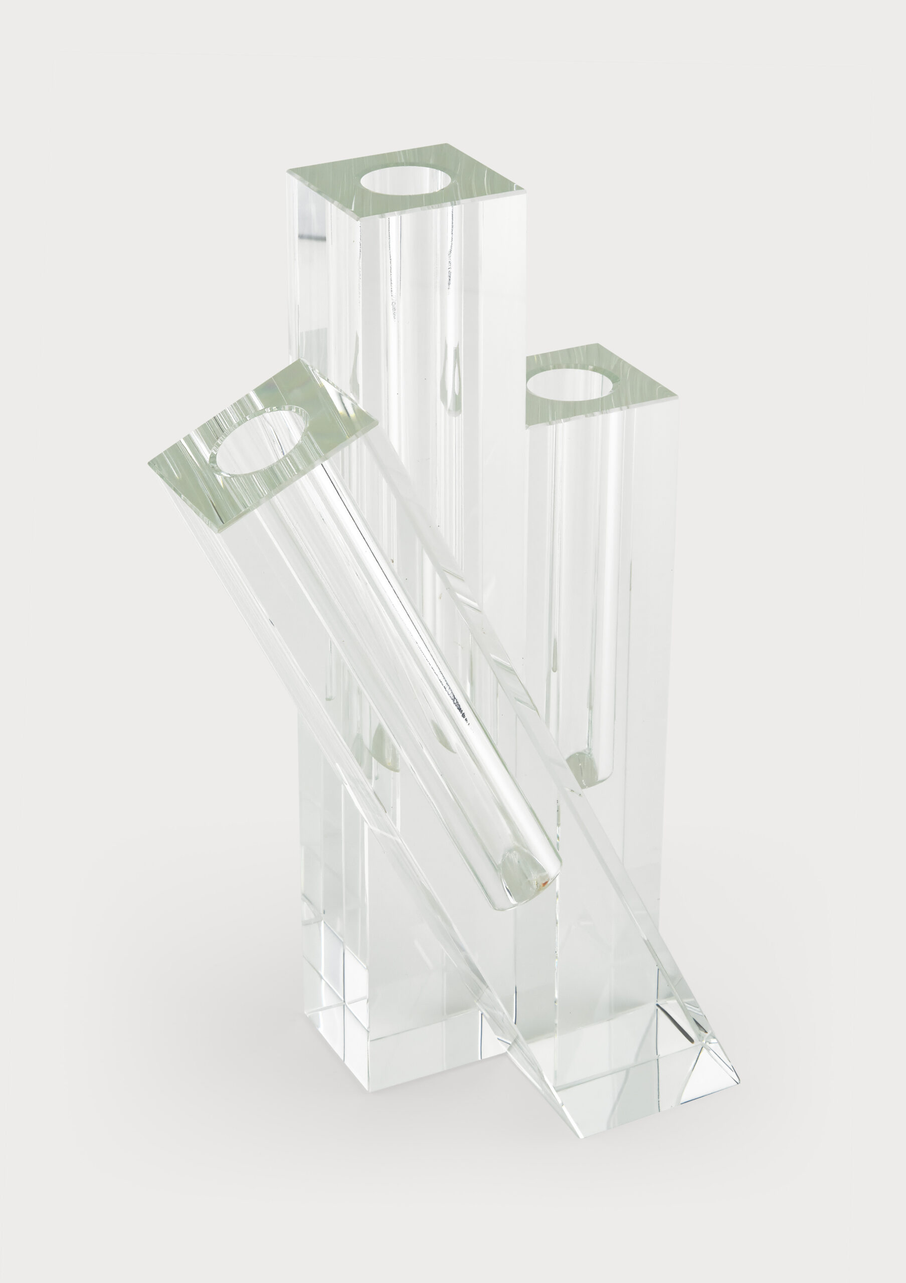 Crystal Glass Triple Bud Vase