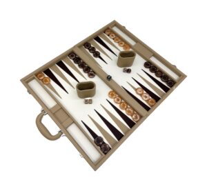Backgammon 18″ Faux Leather Tan