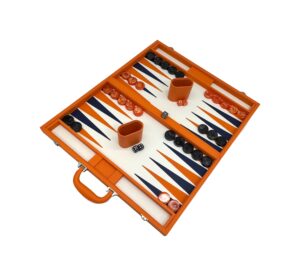 Backgammon 18″ Faux Leather Orange