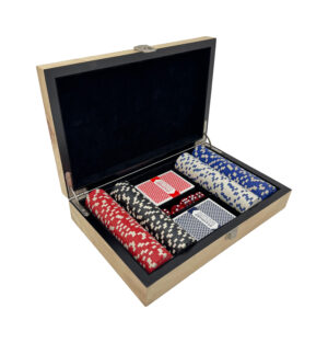 Poker Set Natural Burl Wood Tan