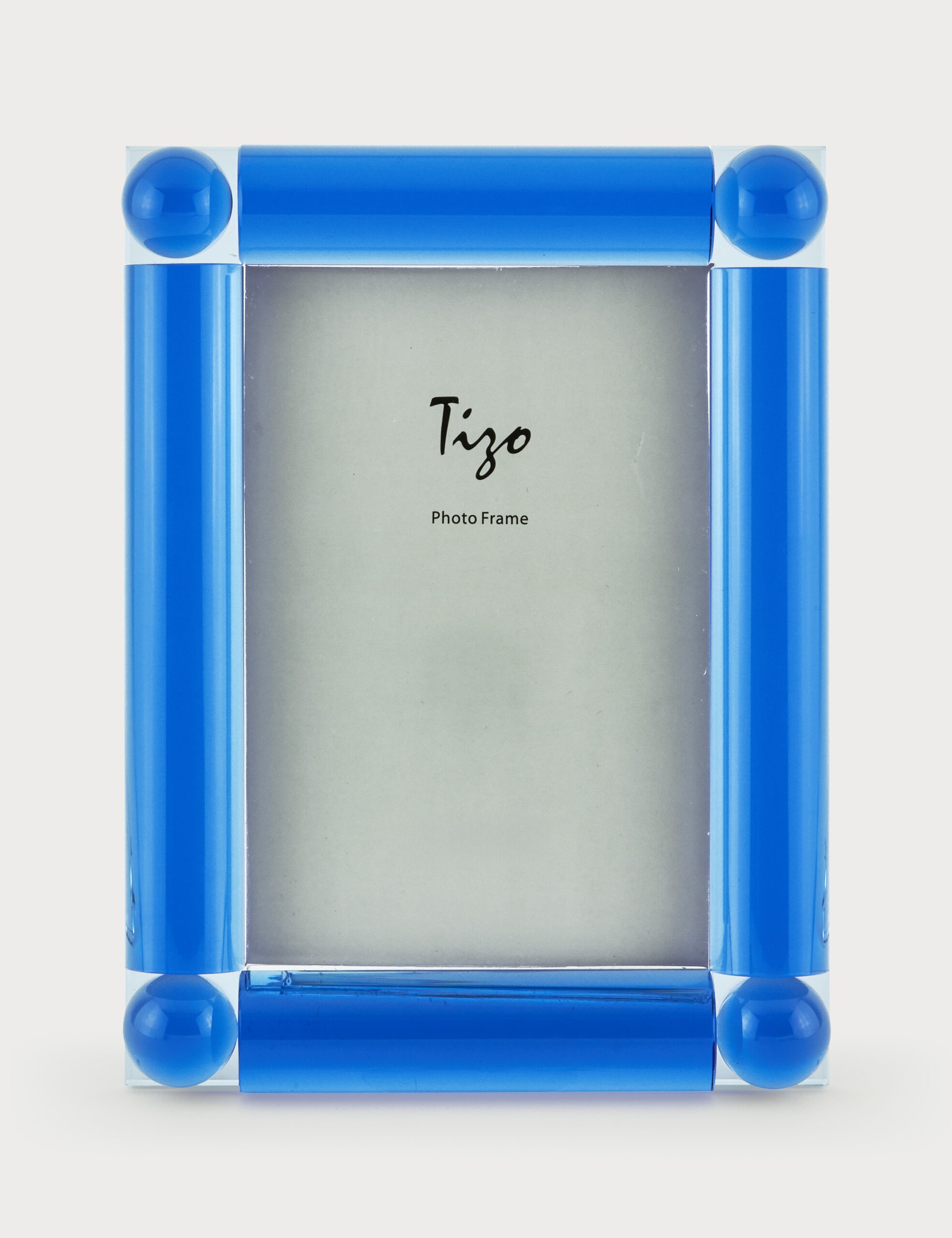 4X6 – Crystal Glass Frame 4 Corner Ball Blue