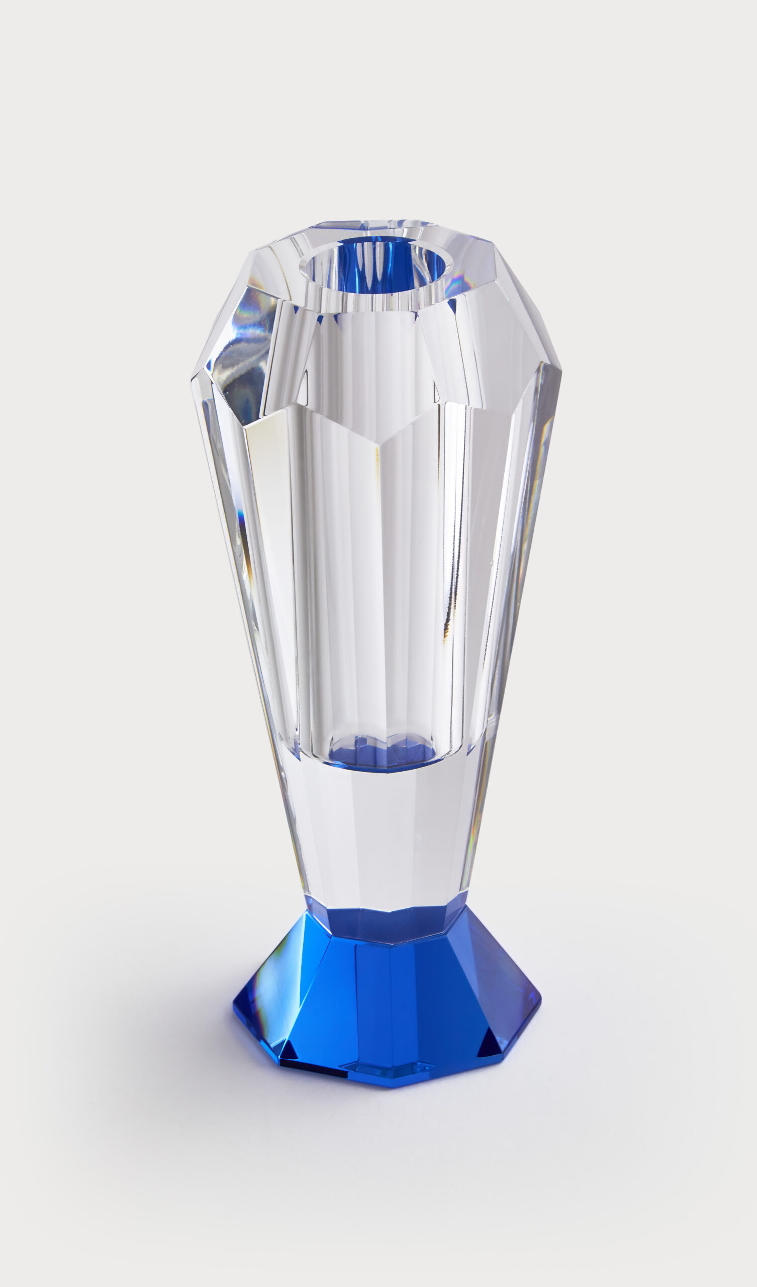 Crystal Glass Bud Vase w/ Blue Base