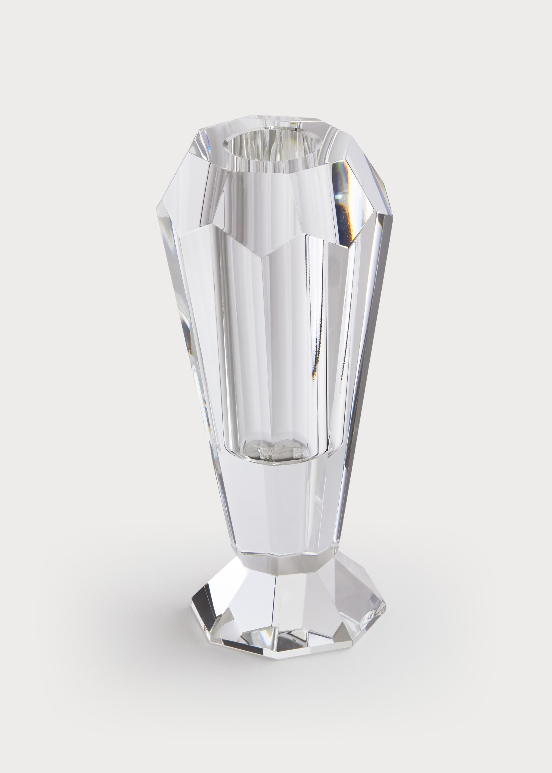Crystal Glass Bud Vase w/ Clear Base
