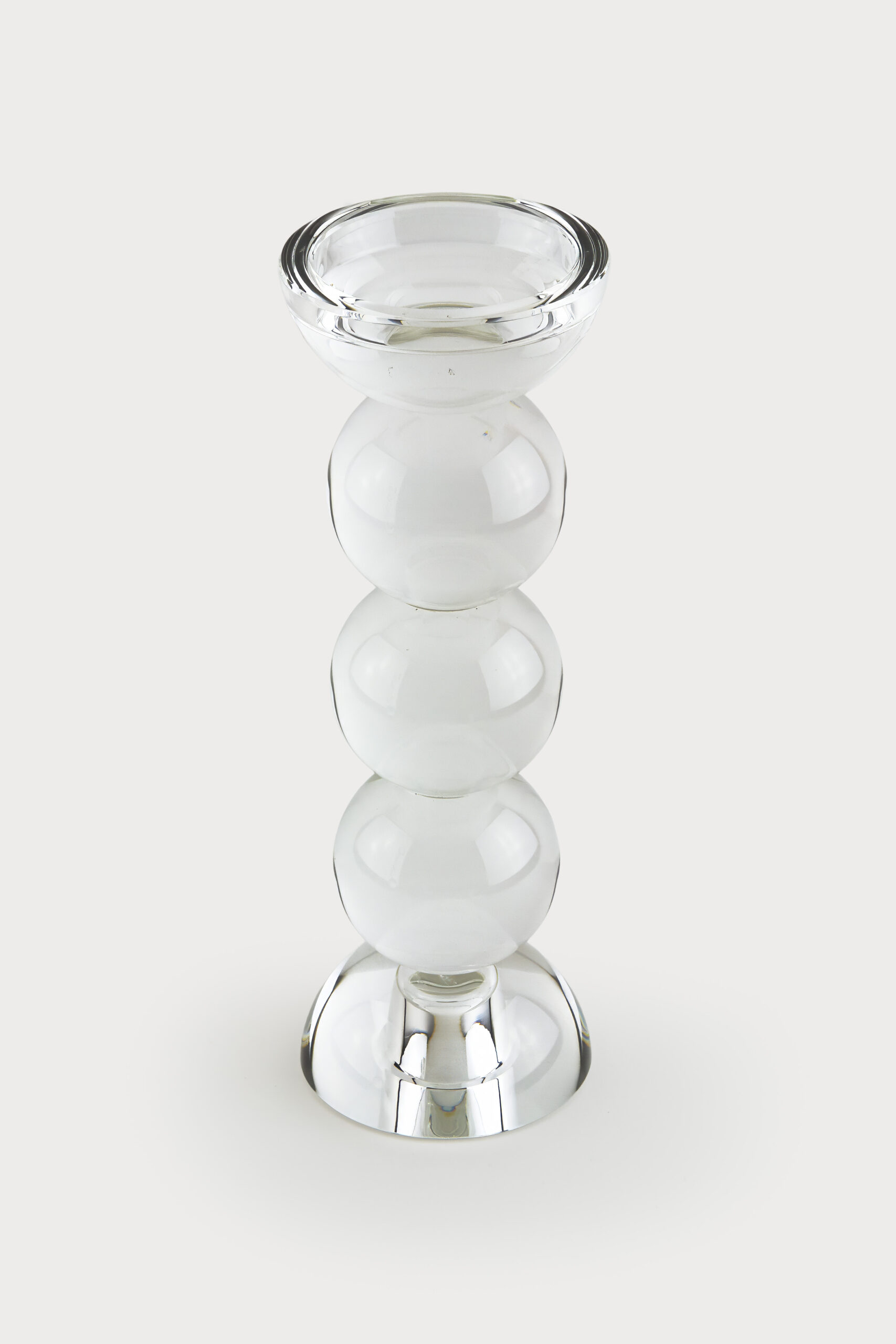 Crystal Glass Ball Candle Holder Clear Sm.