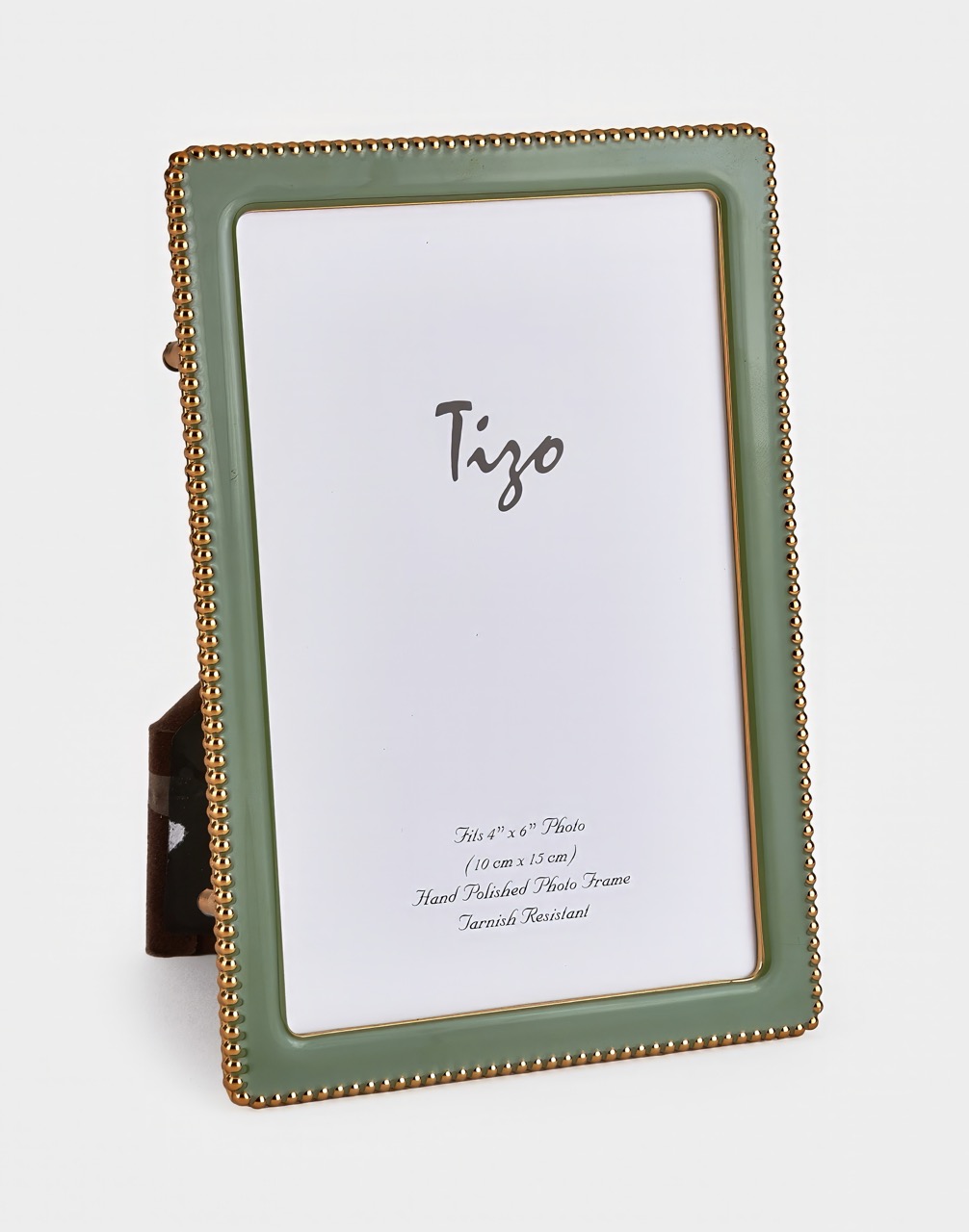 Goldplate Beaded Green Enamel Frame