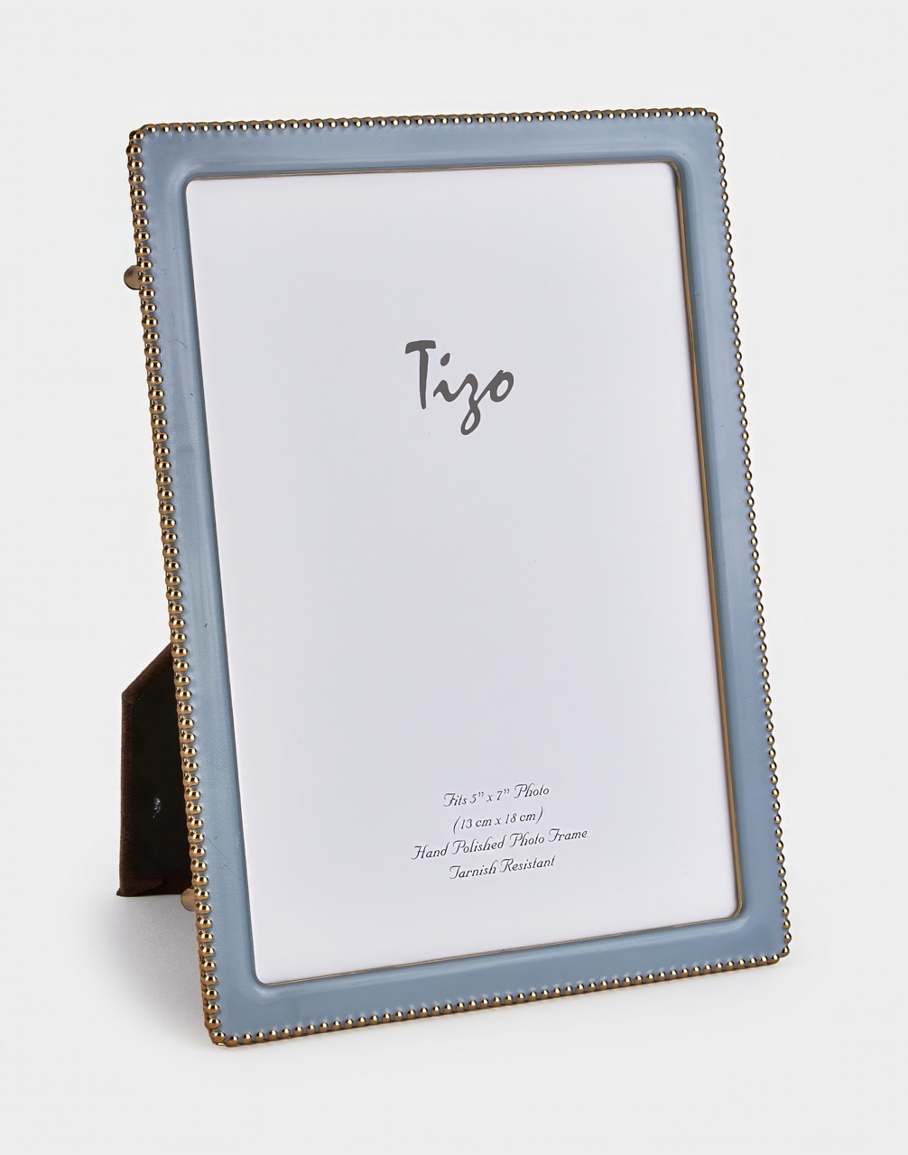 Goldplate Beaded Smoky Blue Enamel Frame
