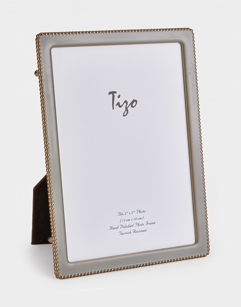 Goldplate Beaded Taupe Enamel Frame