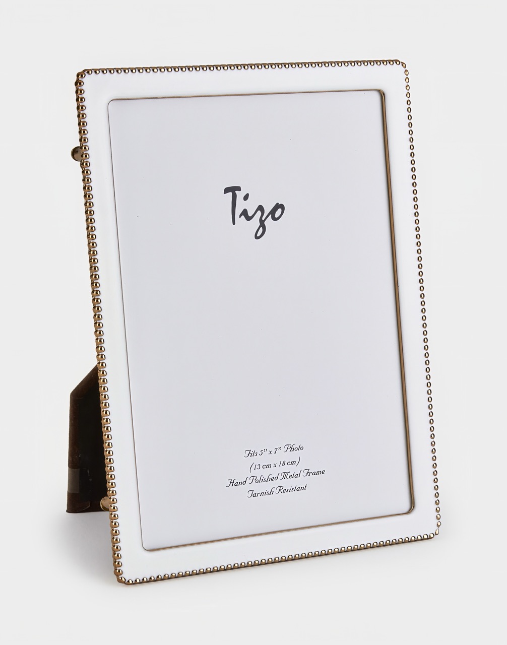 Goldplate Beaded White Enamel Frame