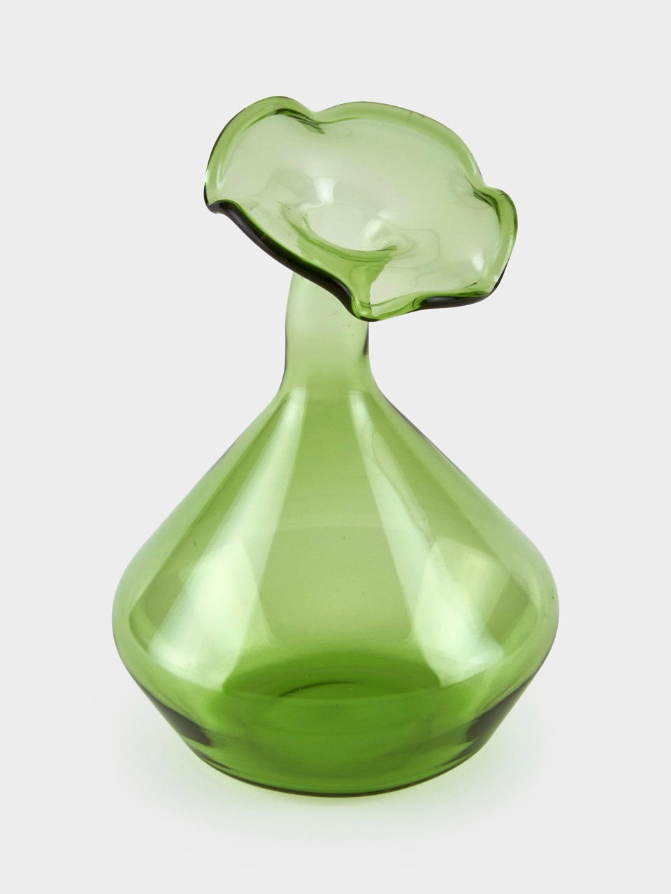 Glass Vase Angeled Neck Mini Green