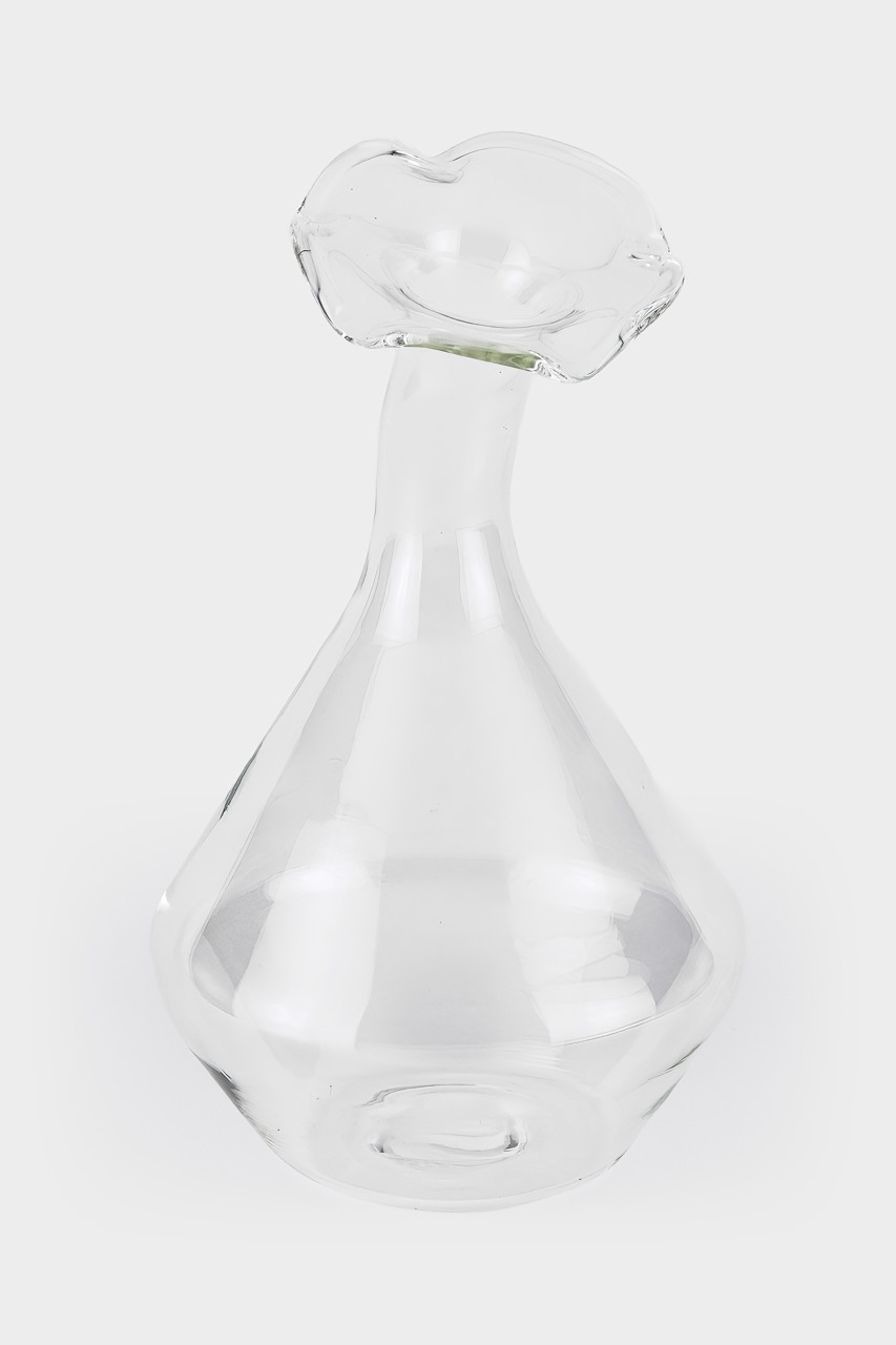 Glass Vase Angeled Neck Large Clear